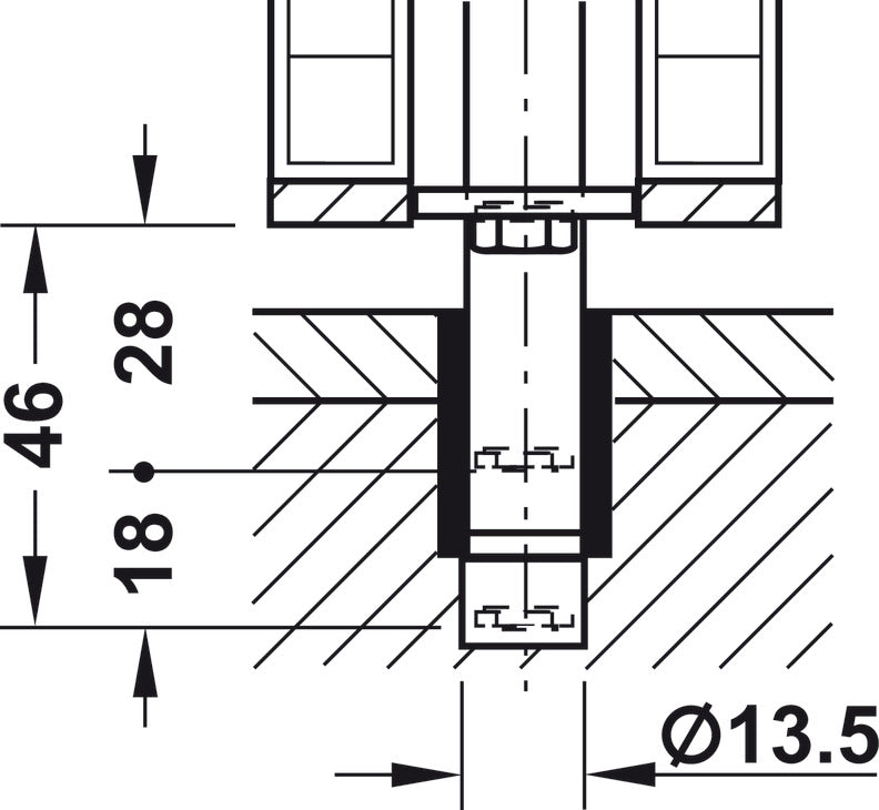 Häfele 946.21.100 Bar Bolt Lock, Hawa Doorfix, For Wood Sliding Doors