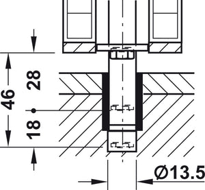 Häfele 946.21.100 Bar Bolt Lock, Hawa Doorfix, For Wood Sliding Doors