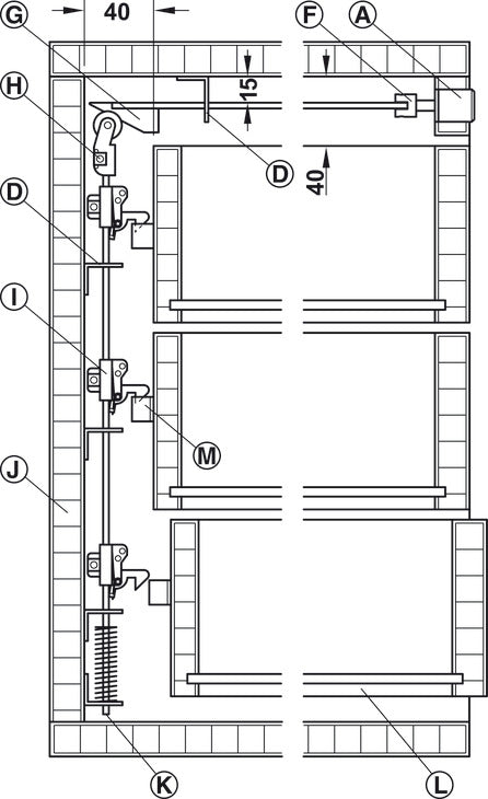Häfele 237.42.029 Bar Guide, for Locking Bar, Built-In gang locking system, Zinc-plated
