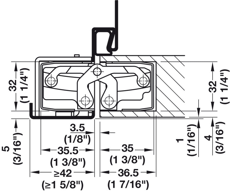 Häfele 924.19.269 TECTUS - Concealed Hinge, TE 540 3D, 3D adjustable, size 200 mm, Polished nickel