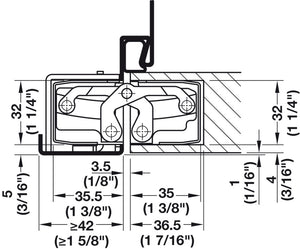 Häfele 924.17.261 TECTUS - Concealed Hinge, TE 540 3D, 3D adjustable, size 200 mm, bronze finish dark