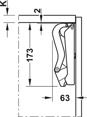 Häfele 372.27.701 Swing-Up Fitting, Free Space 1.11, for standard applications with handle, Model C, white