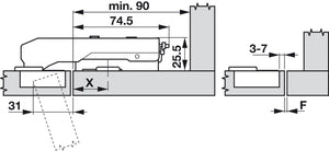 Häfele 348.37.810 Grass - Concealed Blind Corner Hinge, Tiomos, 110° Opening Angle, Inset Mounting, for blind corner applications (inset), Soft-close, press-fit, model F028138546223