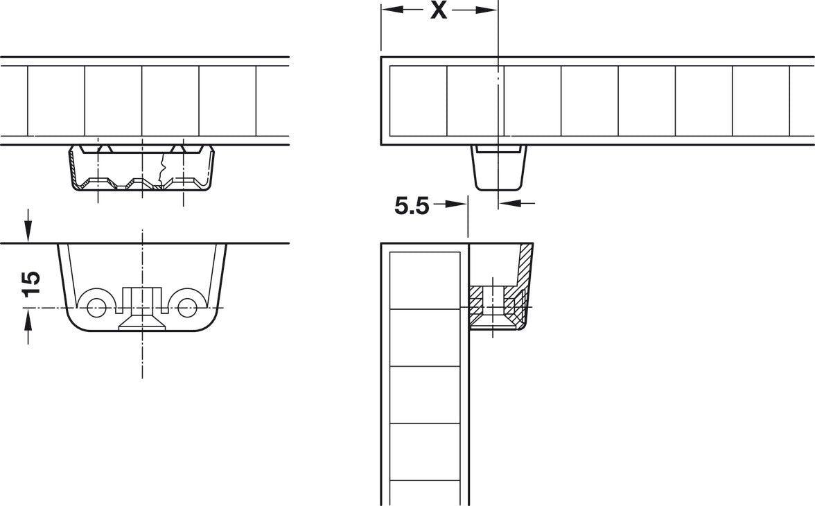 Häfele 262.61.700 Trapez RTA Connector, For screw fixing, White