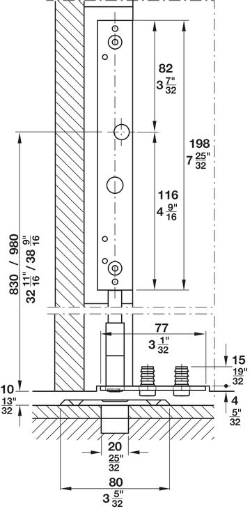 Häfele 946.21.100 Bar Bolt Lock, Hawa Doorfix, For Wood Sliding Doors
