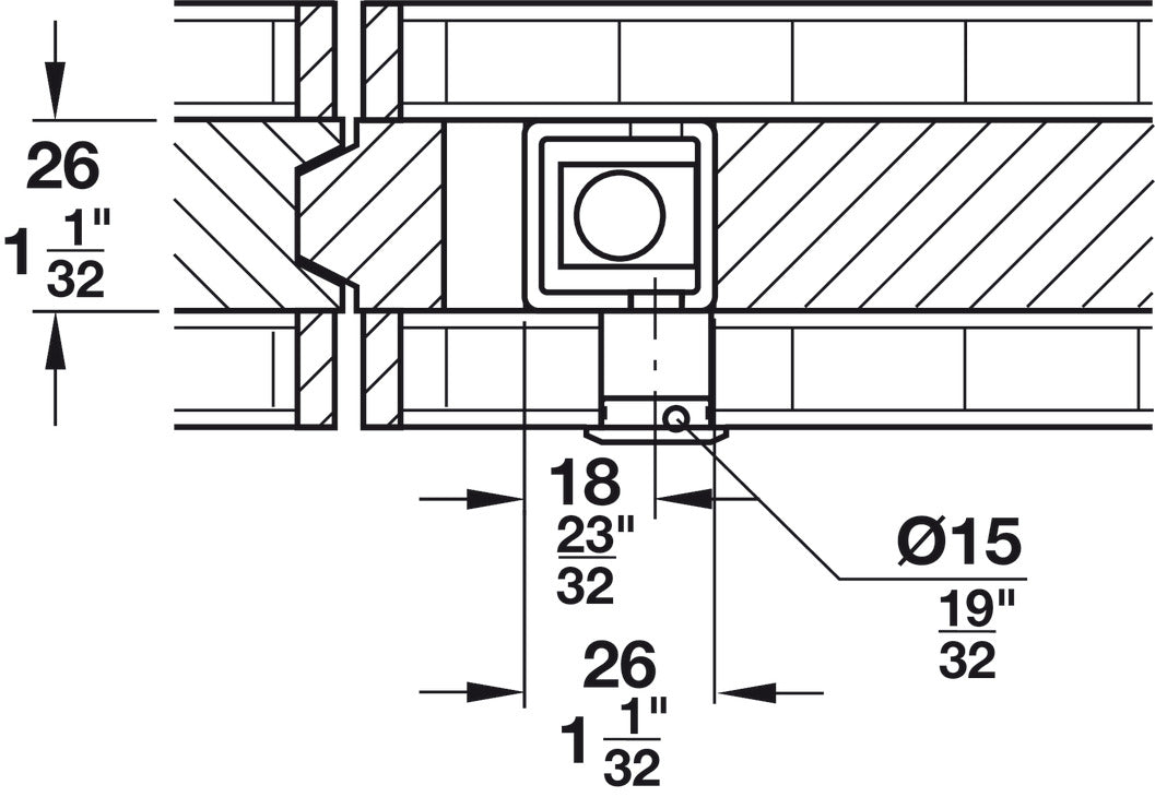 Häfele 946.21.100 Bar Bolt Lock, Hawa Doorfix, For Wood Sliding Doors