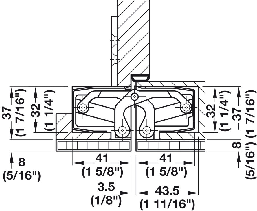 Häfele 924.17.325 TECTUS - Concealed Hinge, TE 540 3D A8, 3D adjustable, size 200 mm, Stainless steel look