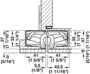 Häfele 924.17.325 TECTUS - Concealed Hinge, TE 540 3D A8, 3D adjustable, size 200 mm, Stainless steel look