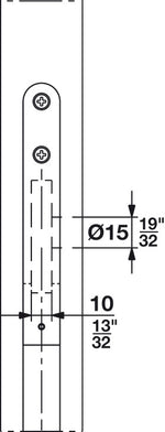 Häfele 943.04.084 Bar Bolt, with square/hexagonal nut, For Hawa Variofold and Centerfold 80/H, backset 42.5 mm