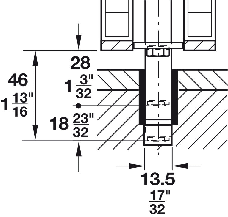 Häfele 946.21.100 Bar Bolt Lock, Hawa Doorfix, For Wood Sliding Doors