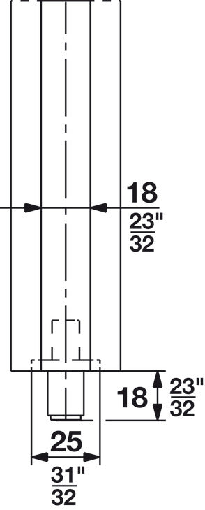 Häfele 943.04.084 Bar Bolt, with square/hexagonal nut, For Hawa Variofold and Centerfold 80/H, backset 42.5 mm