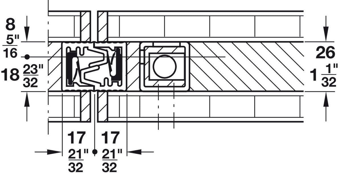 Häfele 946.21.100 Bar Bolt Lock, Hawa Doorfix, For Wood Sliding Doors