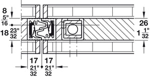 Häfele 946.21.100 Bar Bolt Lock, Hawa Doorfix, For Wood Sliding Doors