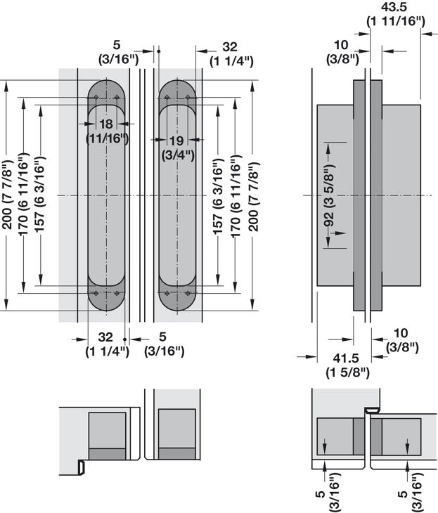 Häfele 924.17.353 TECTUS - Concealed Hinge, TE 540 3D A8, 3D adjustable, size 200 mm, Satin brass