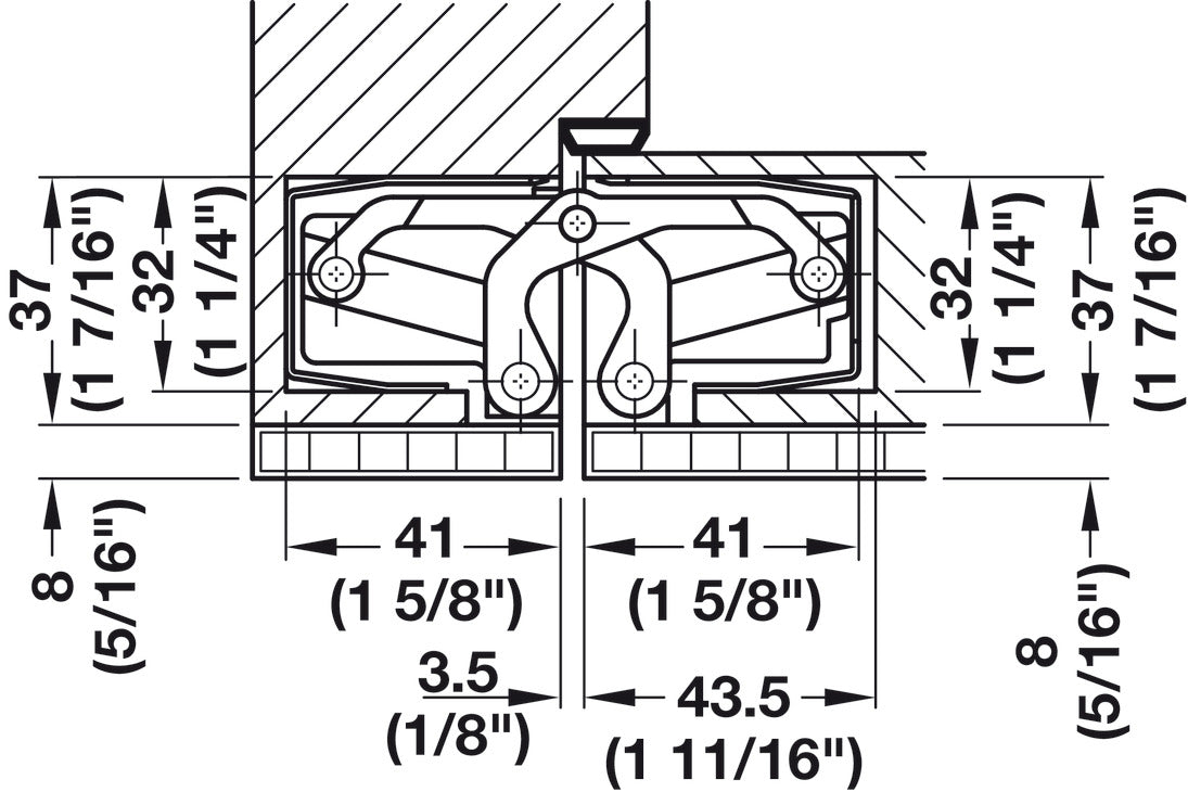 Häfele 924.19.550 TECTUS - Concealed Hinge, TE 640 3D A8, concealed, 3D adjustable, size 240 mm, bronze metallic