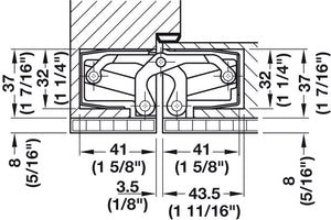 Häfele 924.19.550 TECTUS - Concealed Hinge, TE 640 3D A8, concealed, 3D adjustable, size 240 mm, bronze metallic