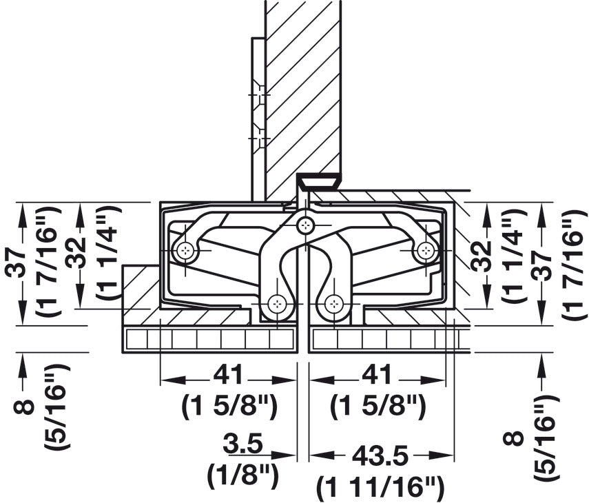 Häfele 924.17.523 TECTUS - Concealed Hinge, TE 640 3D A8, concealed, 3D adjustable, size 240 mm, Satin chrome look