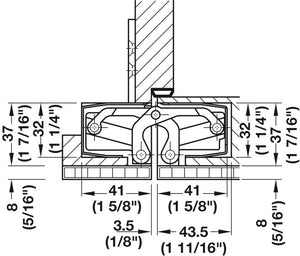 Häfele 924.17.523 TECTUS - Concealed Hinge, TE 640 3D A8, concealed, 3D adjustable, size 240 mm, Satin chrome look