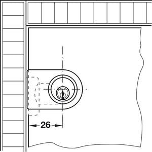 Häfele 233.17.700 Timberline - Glass Door Lock, Vertical Installation, modular removable core locking system, Polished nickel
