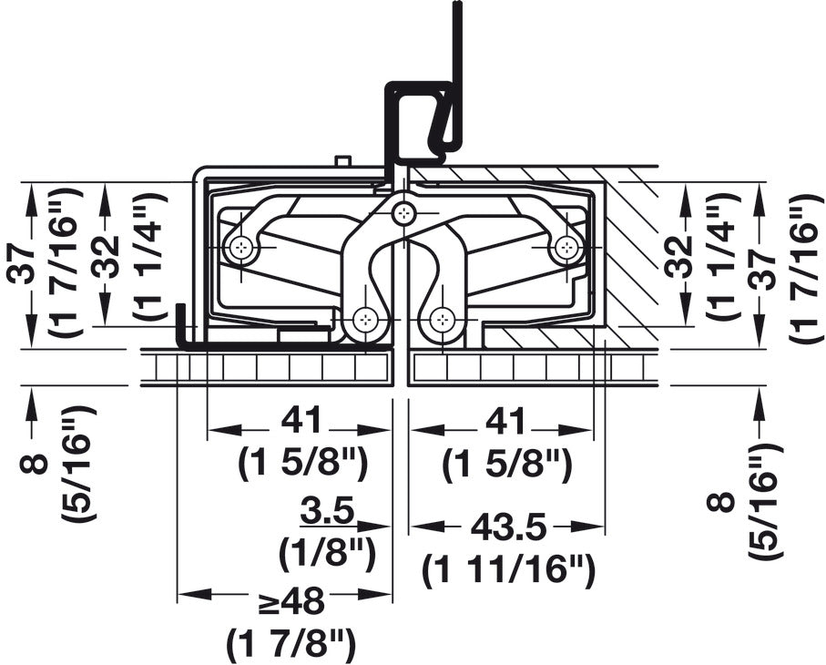 Häfele 924.17.523 TECTUS - Concealed Hinge, TE 640 3D A8, concealed, 3D adjustable, size 240 mm, Satin chrome look