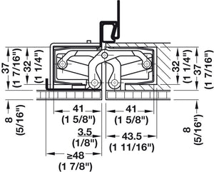 Häfele 924.19.510 TECTUS - Concealed Hinge, TE 640 3D A8, concealed, 3D adjustable, size 240 mm, Bronze finish