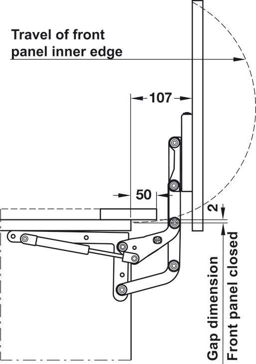 Häfele 372.51.222 Swing-Up Fitting, Steel, Silver, max. 870 mm