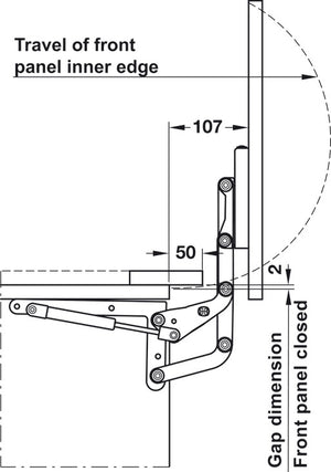 Häfele 372.51.222 Swing-Up Fitting, Steel, Silver, max. 870 mm