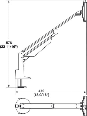 Häfele 818.45.300 Monitor Arm, CLU II for Single Monitors, Black