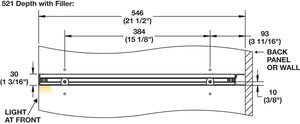 Häfele 807.76.040 TAG - Shelf, Illuminated Glass Shelf, powder-coated matte aluminum; 18" width; 13 3/4" depth; Warm white to cool white