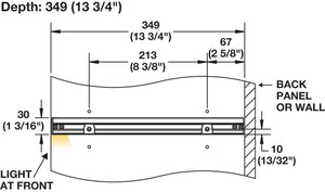 Häfele 807.76.610 TAG - Shelf, Illuminated Glass Shelf, anodized matte nickel; 18" width; 13 3/4" depth; Cool white