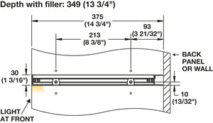 Häfele 807.76.046 TAG - Shelf, Illuminated Glass Shelf, powder-coated matte aluminum; 30" width; 20 5/16" depth; Warm white to cool white