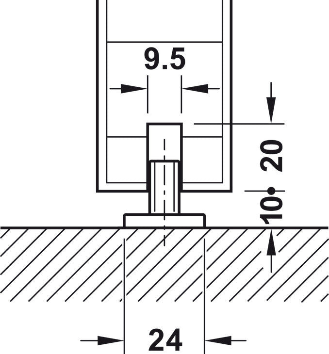 Häfele 940.42.069 Sliding Door Fitting, Slido D-Line41 50X / 80X, set, with soft and self closing mechanism on both sides, for 1 door ≤80 kg (176 lbs.)