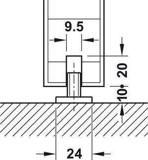 Häfele 940.42.069 Sliding Door Fitting, Slido D-Line41 50X / 80X, set, with soft and self closing mechanism on both sides, for 1 door ≤80 kg (176 lbs.)