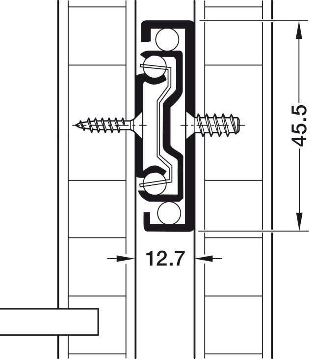 Häfele 432.21.370 Ball bearing runners, Matrix Runner BB A45, full extension, steel, side mounted, With hold-in device for holding in closed position, Black; 250 mm length