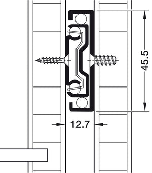 Häfele 432.21.370 Ball bearing runners, Matrix Runner BB A45, full extension, steel, side mounted, With hold-in device for holding in closed position, Black; 250 mm length