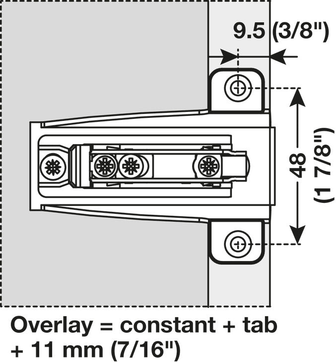 Häfele 329.82.640 Salice - Clip Face Frame Mounting Plate, For Large Overlay Face-Frame Applications, BAM3R09