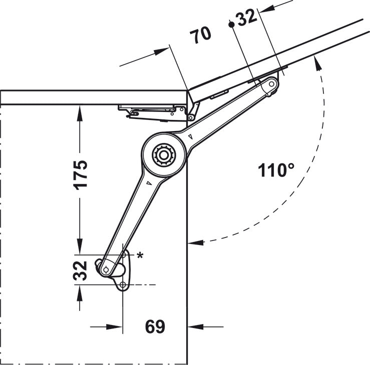 Häfele 373.66.372 Swing-Up Fitting, Duo Forte Complete Set for Wood & Aluminum, for flaps made from wood or with aluminium frame, from frame width 45 mm, White, wood screws