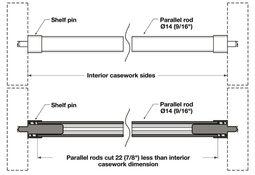 Häfele 521.99.380 Parallel Shelf Pins, for Parallel Rod Wine Storage, 18 Pins, Black