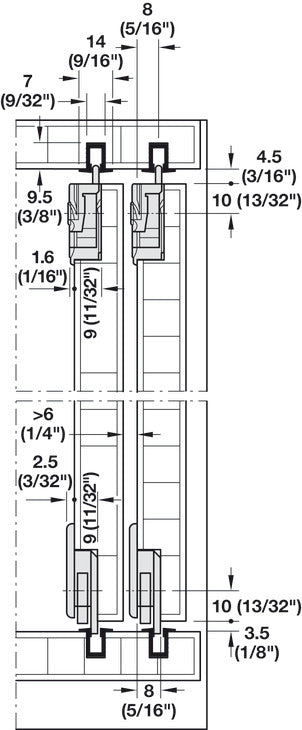 Häfele 404.22.025 Sliding Door Hardware, Slido F-Line12 30B, set, For easy processing, for wooden sliding doors, Infront, for door weights up to 30 kg (66 lbs.)