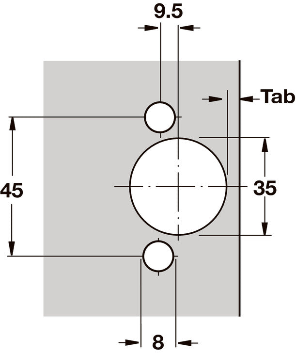 Häfele 329.96.507 Salice - + 45° Corner Hinge, 94° Opening Angle, Self-Close, Overlay, Screw-on, C2PBM99AC