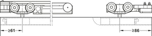 Häfele 941.62.021 Sliding Door Fitting, Slido D-Line11 160I, set, For 1 to 2 wooden sliding doors, wall mounting and ceiling installation, for door weight up to 160 kg (352 lbs), With soft and self closing mechanism on both sides, door width ≥868 mm