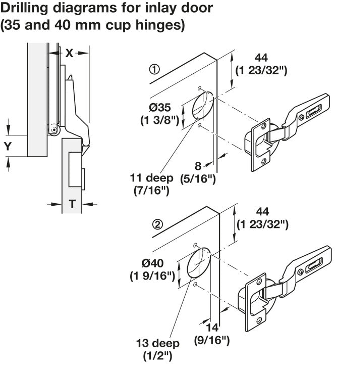 Häfele 408.24.005 Accessory Pack , Slido F-Park71 25B, inlay, self-closing, 2-hinge kit, for door thickness 19-32 mm, 40 mm cup size