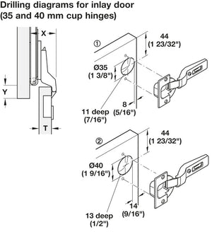 Häfele 408.24.012 Accessory Pack , Slido F-Park71 25B, partial overlay, free-swinging, 2-hinge kit, for door thickness 19-22 mm, 40 mm hinge cup size