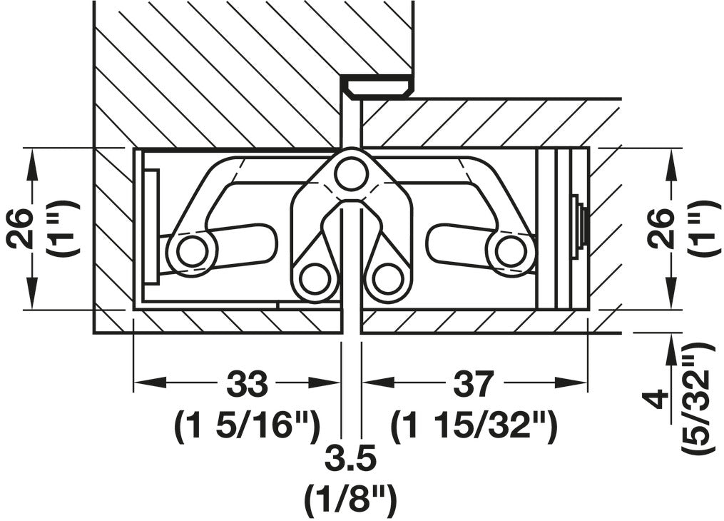 Häfele 924.16.803 TECTUS - Concealed Hinge, TE 526 3D, for flush doors up to 100 kg, 3D adjustable, size 155 mm, satin