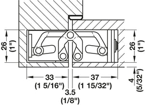 Häfele 924.19.030 TECTUS - Concealed Hinge, TE 527 3D, for flush doors up to 100 kg, 3D adjustable, size 155 mm, stainless steel look, SW 126
