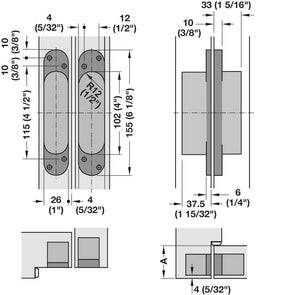 Häfele 924.16.803 TECTUS - Concealed Hinge, TE 526 3D, for flush doors up to 100 kg, 3D adjustable, size 155 mm, satin