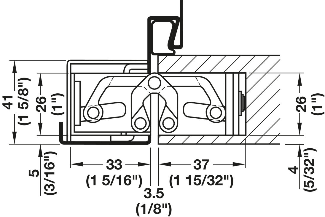 Häfele 924.19.030 TECTUS - Concealed Hinge, TE 527 3D, for flush doors up to 100 kg, 3D adjustable, size 155 mm, stainless steel look, SW 126