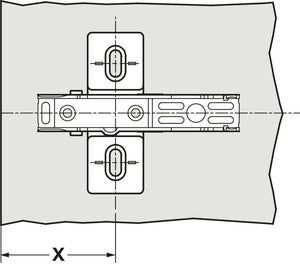 Häfele 348.37.530 Grass - Concealed Blind Corner Hinge, Tiomos, 110° Opening Angle, Inset Mounting, for blind corner applications (inset), Self-close, impresso, model F034139398223