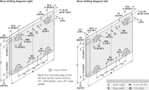 Häfele 400.05.005 Sliding Door Fitting, Slido F-Flush57 08B, set, For flush wooden sliding doors, for door height up to 1100 mm, For 2 doors, for door weight up to 3.9 kg