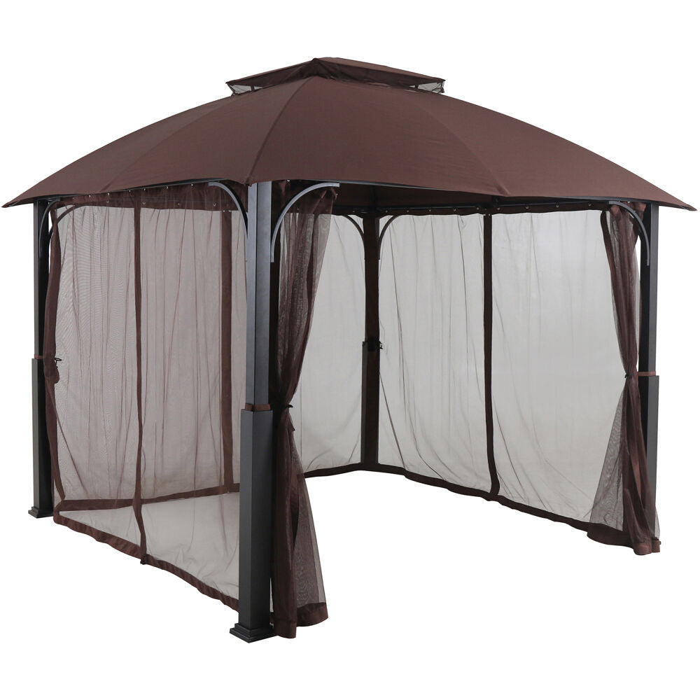 Hanover MORNVLGAZ-TAN Morning Vale9.9'x9.35' Aluminum and Steel Gazebo with Netting